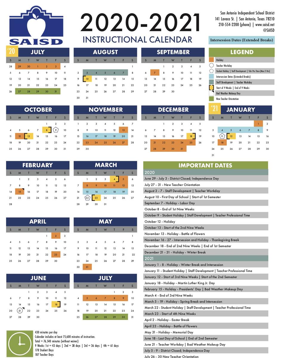 Saisd Instructional Calendar Printable Calendar 2023